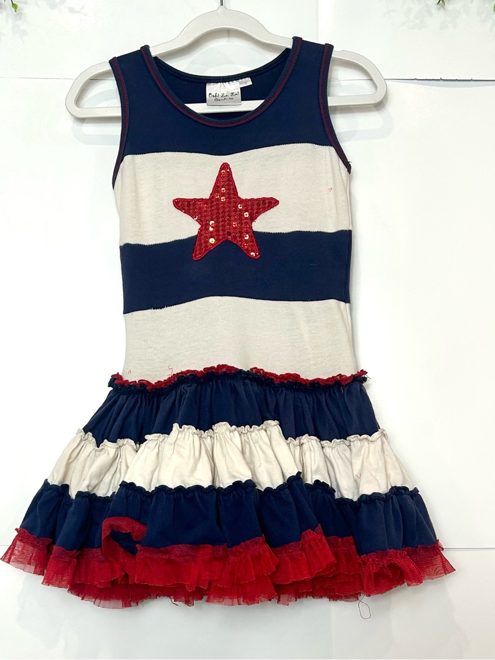 Ooh La La Couture Dress 4th of July Sequin Star Stripes sz 6 Girls